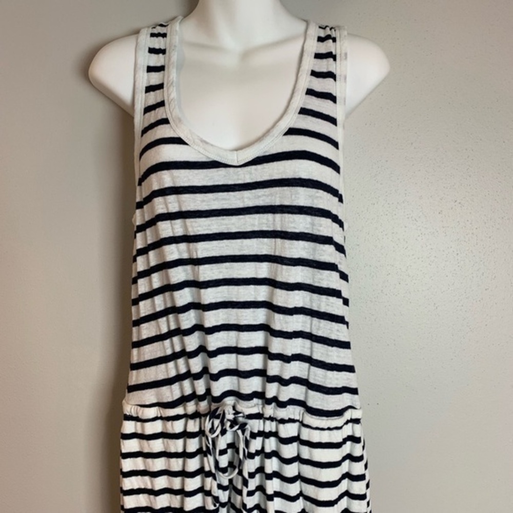 GAP White & Navy Strip Drawstring Dress w/ Pockets